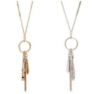 Nordstrom  Long Charm Pendant Necklace in silver and gold set of 2 NWT 45 Each